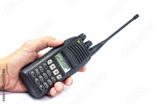Obraz na płótnie Hand held VHF/UHF frequency radio for communication w salonie