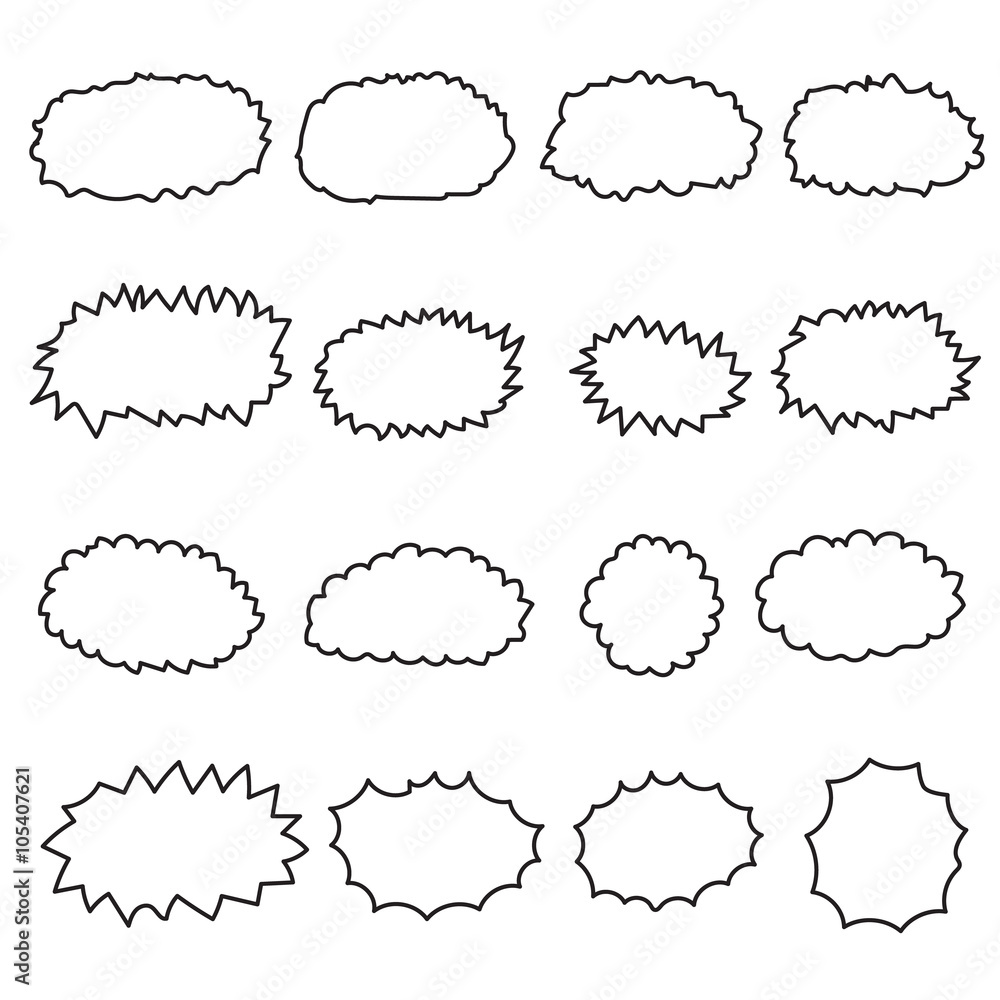 Fototapeta premium Set doodle shapes for message. Pencil sketches. Hand drawn scrib