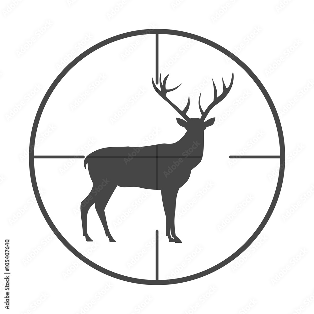 Obraz premium Hunting Season with Deer in gun sight icon