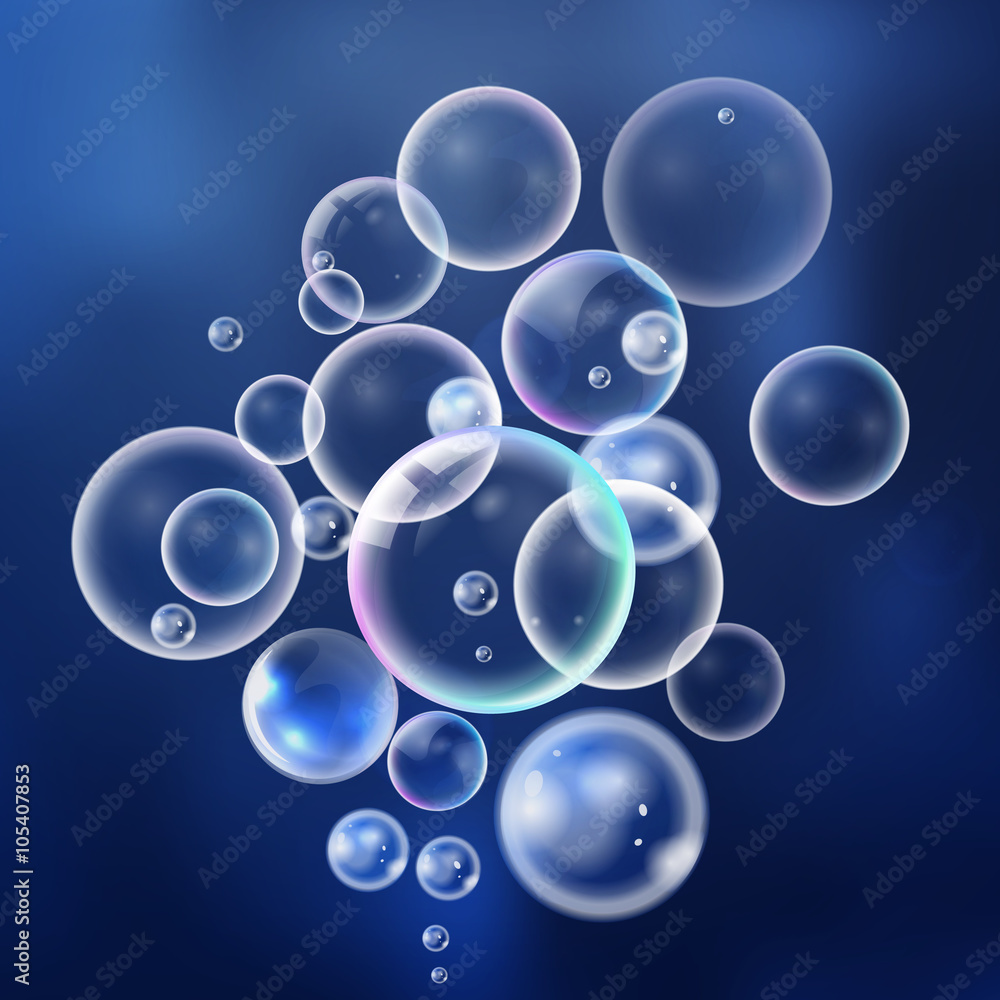 Set colorful bubbles in vector. Isolated  water bubbles collecti