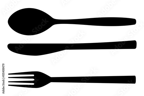 Cutlery set. Fork, spoon, knife. Kitchenware icon