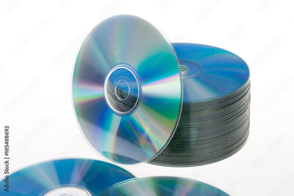 CD DVD - stack isolated on white background CD DVD - stack isolated on white background