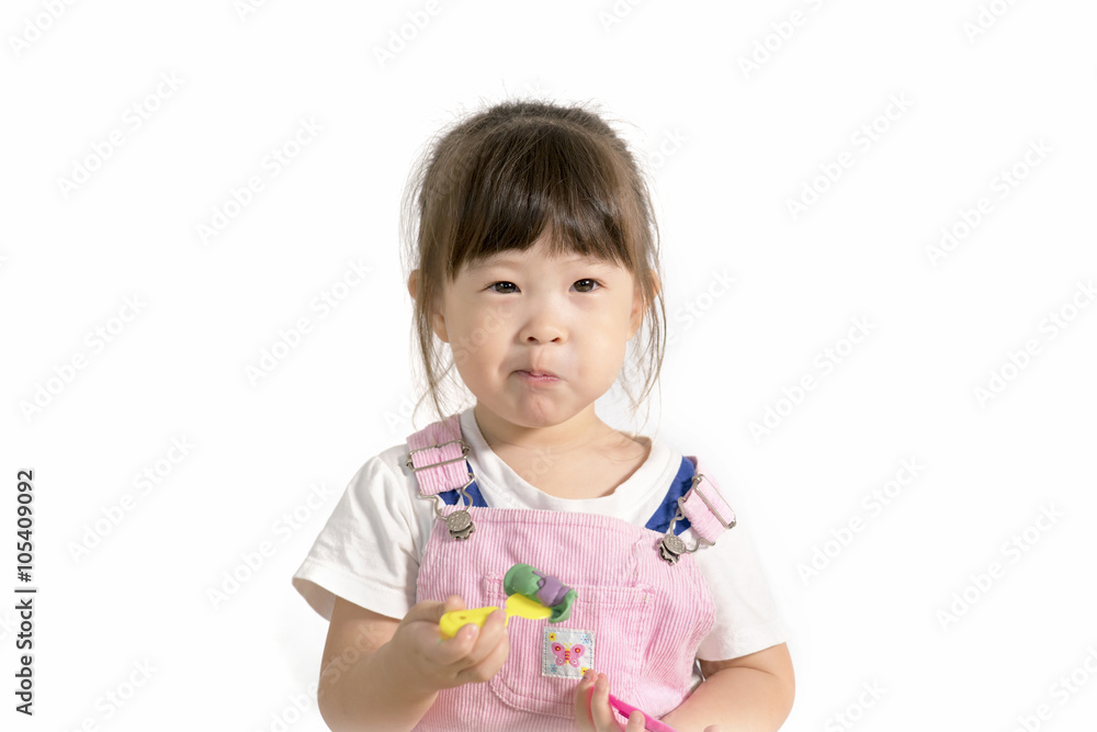 Portrait of asian little girl on white background Portrait of asian little girl on white background