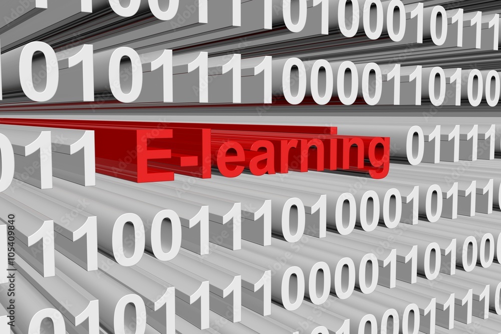 e-learning is presented in the form of binary code