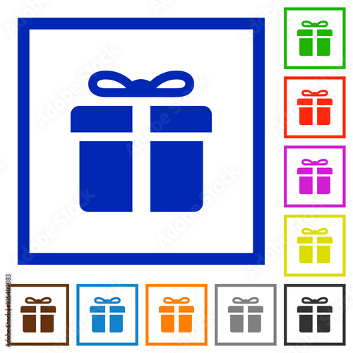 Gift box framed flat icons
