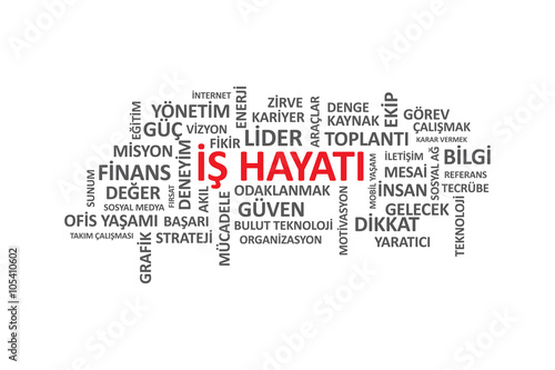 İş Hayatı - İş Dünyasındaki önemli Kelime ve Kavramlardan oluşan tipografi grafik çalışması.