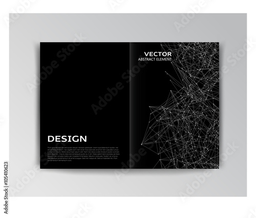 Black template of brochure with abstract elements