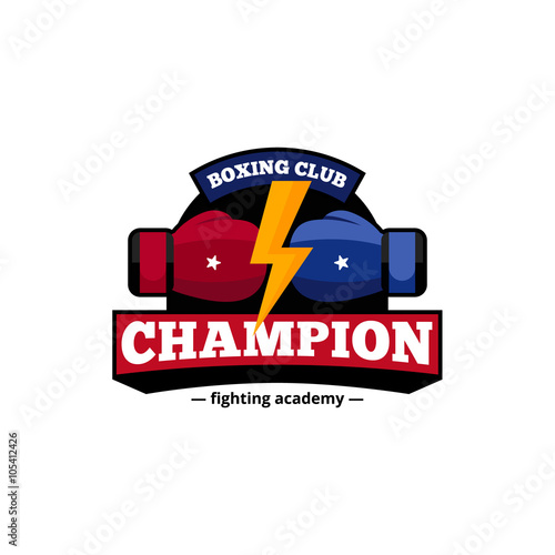 Boxing Club Logo Design Flat Icon 