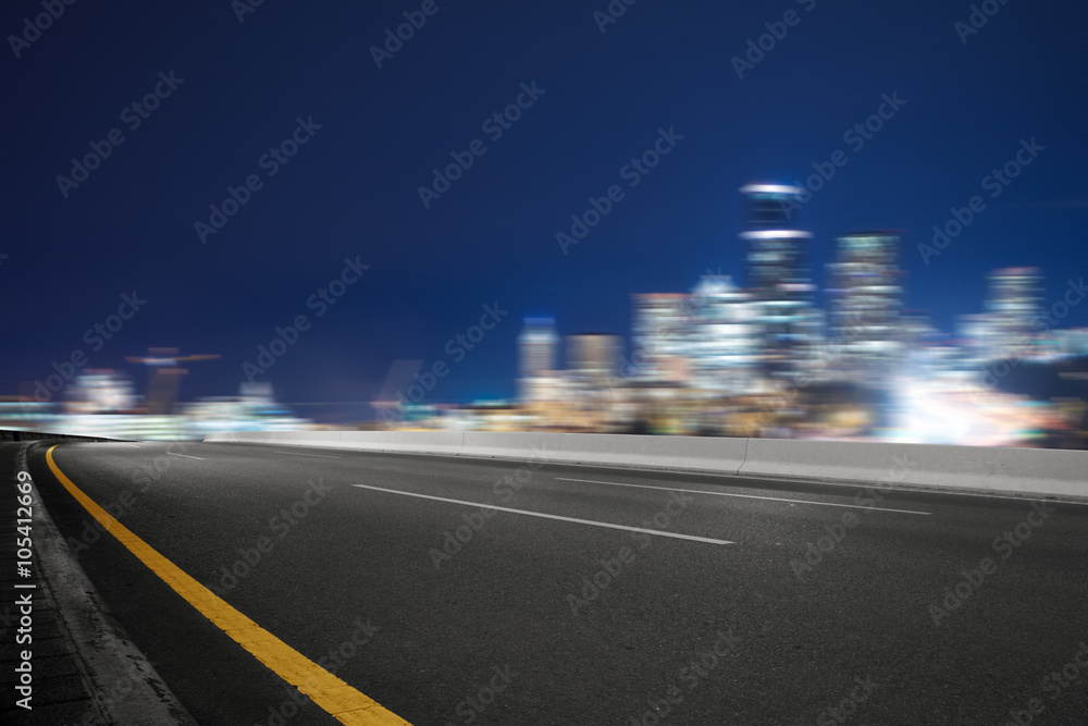road with cityscape and skyline of seattle