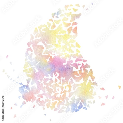 watercolor silhouette of the butterfly on a white background.