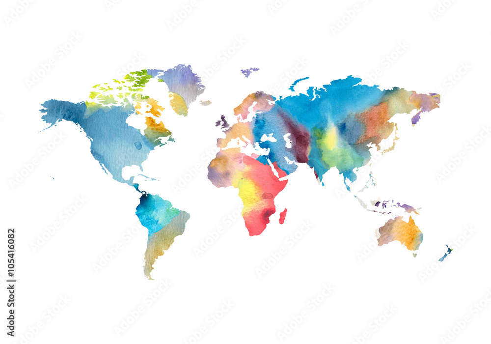 Fototapeta Mapa świata akwarela