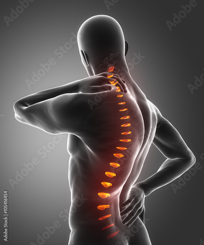 Spine injury pain in sacral and cervical region concept photo