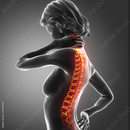 Spine injury pain in sacral and cervical region concept photo
