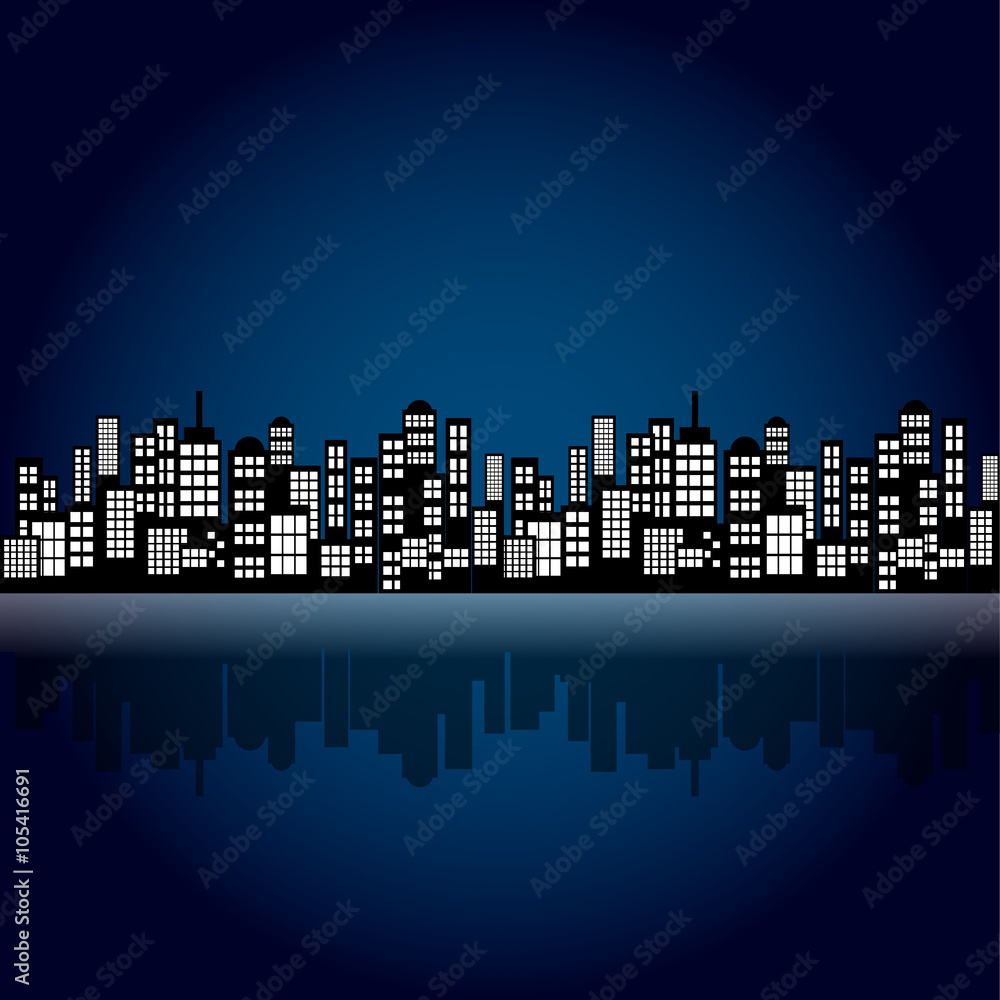 Style Cartoon Night City Skyline Background. Stock Vector | Adobe Stock