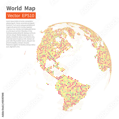Dotted World Map Background. Earth Globe. Globalization Concept.