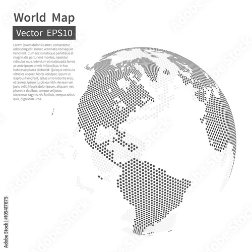 Dotted World Map Background. Earth Globe. Globalization Concept.