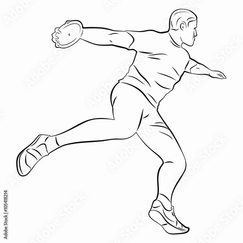silhouette discus thrower , vector drawing