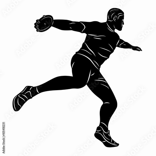 silhouette discus thrower , vector drawing