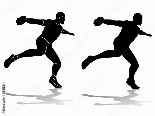 silhouette discus thrower , vector drawing