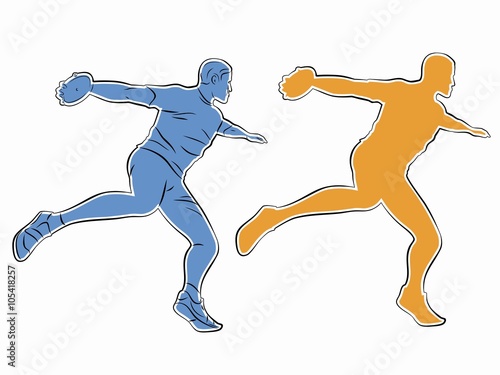 silhouette discus thrower , vector drawing
