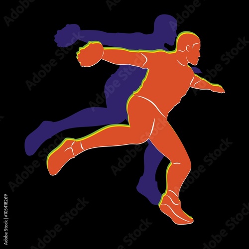 silhouette discus thrower , vector drawing