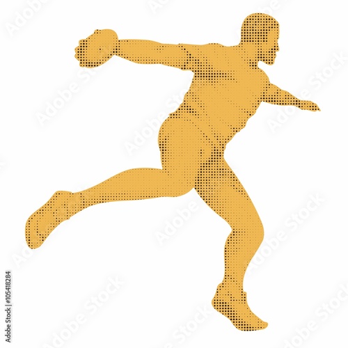 silhouette discus thrower , vector drawing