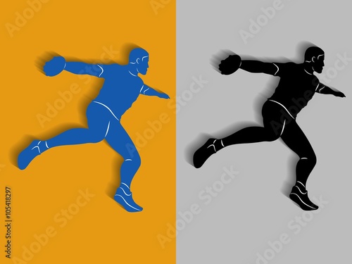silhouette discus thrower , vector drawing