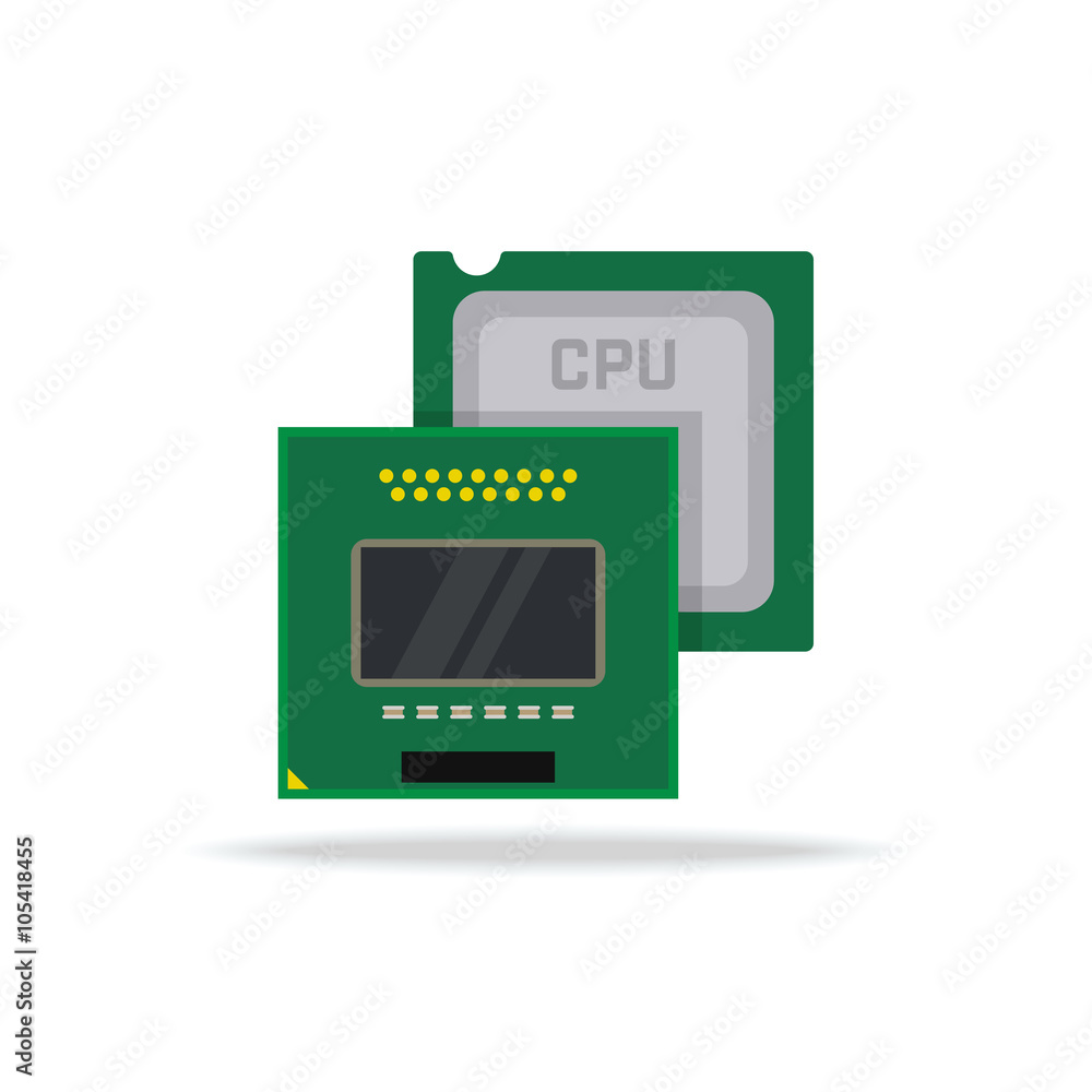 Vector computer processor, desktop and laptop CPU icon Vector computer processor, desktop and laptop CPU icon