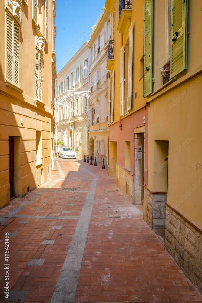 Street in Monaco Village in Monaco Monte Carlo, daytime 