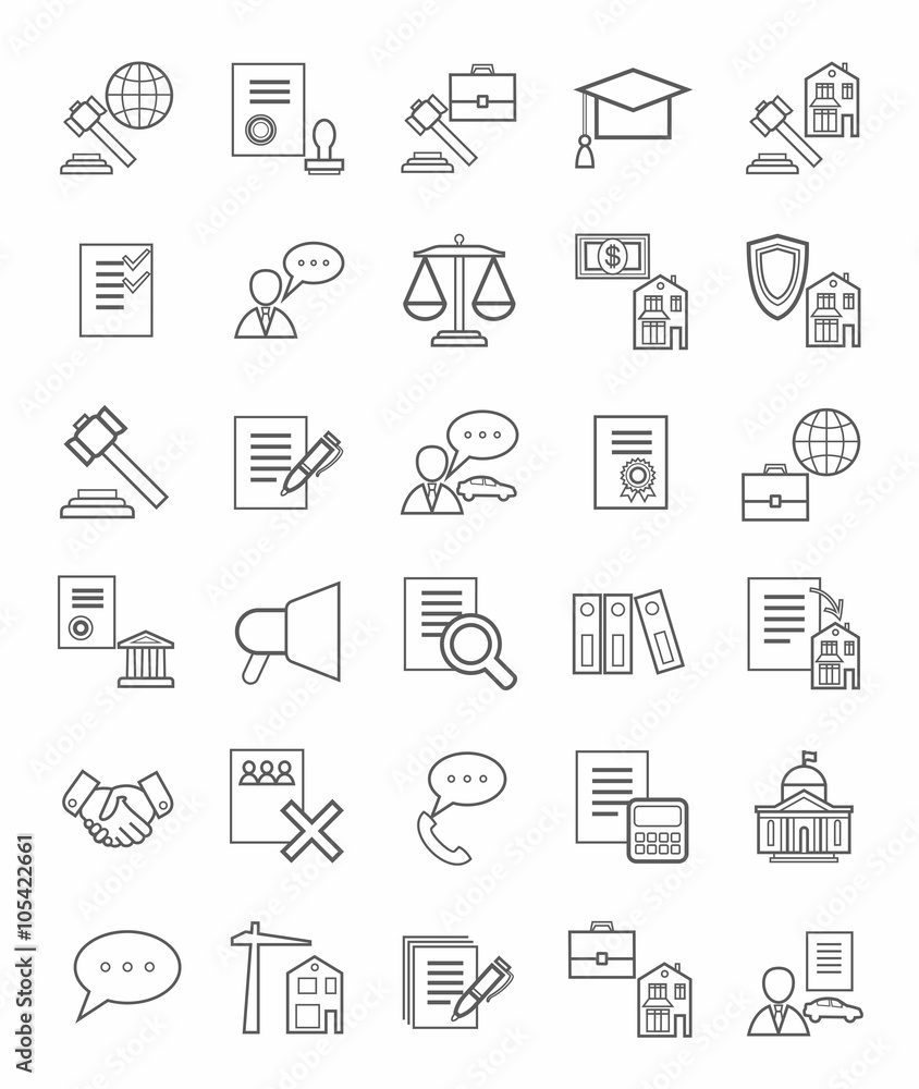 Legal icons, linear, monotone. Legal icons, linear, monotone.