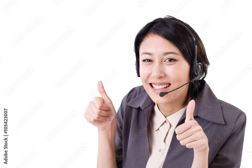 happy, smiling business woman showing two thumbs up gesture with happy, smiling business woman showing two thumbs up gesture with