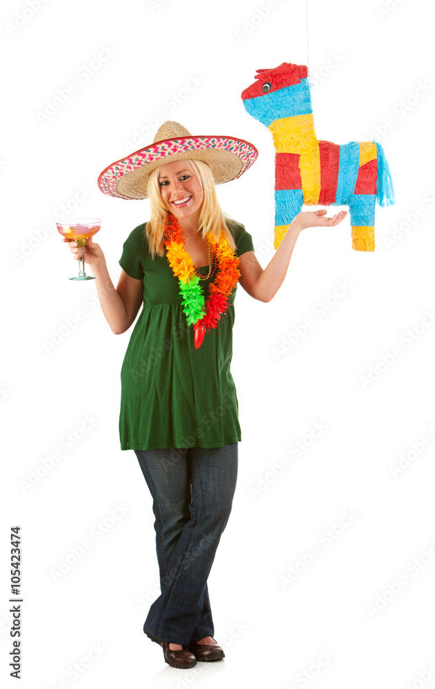 Pinata:Woman With Pinata And Margarita Pinata:Woman With Pinata And Margarita