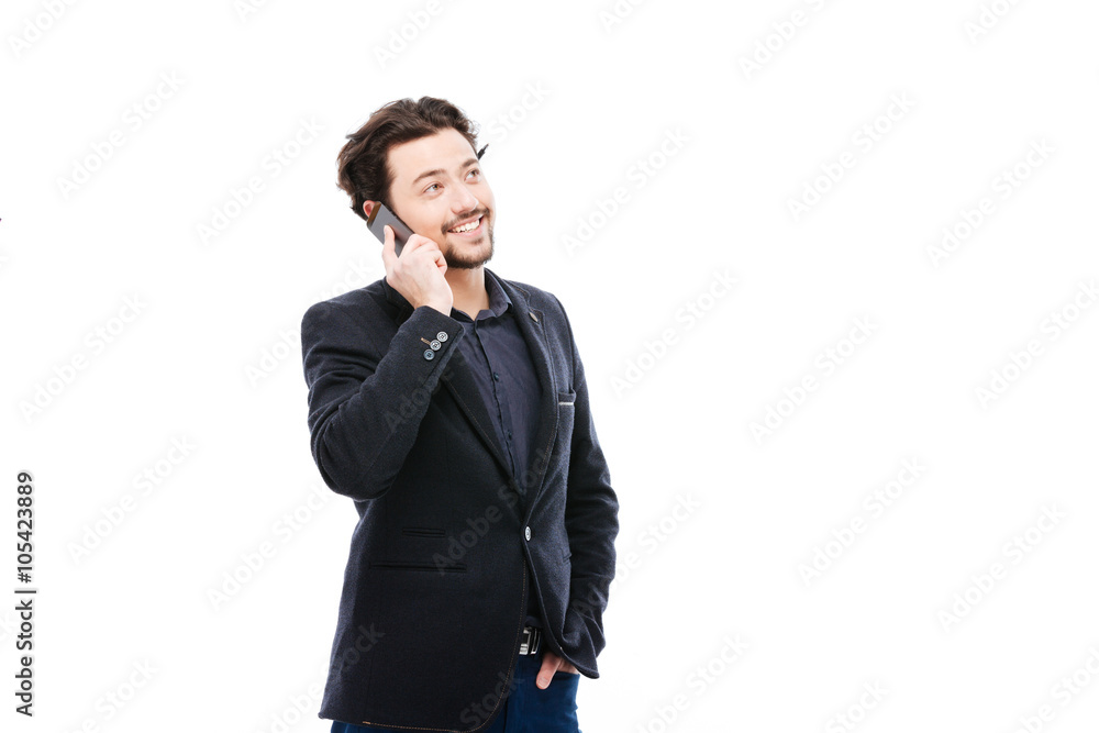 Happy businessman talking on the phone Happy businessman talking on the phone