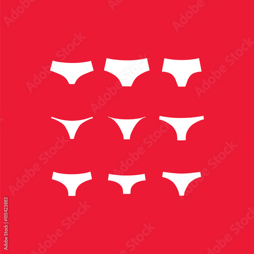 Set of panties for women, g-string, thong, brief.