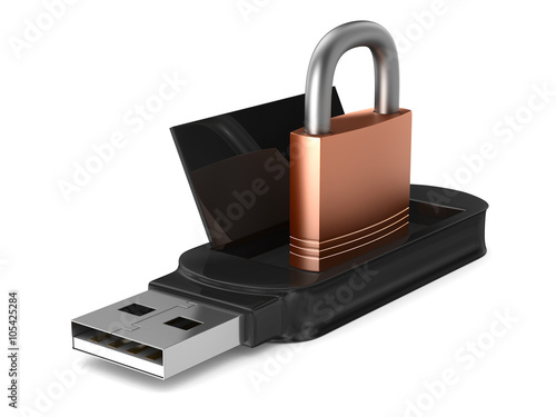 usb flash drive on white ba...