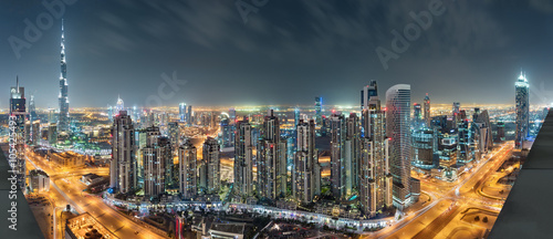 Dubai Downtown Night Panorama