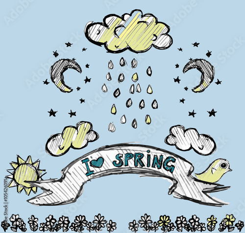  clip art   ribbon with inscription and illustrations