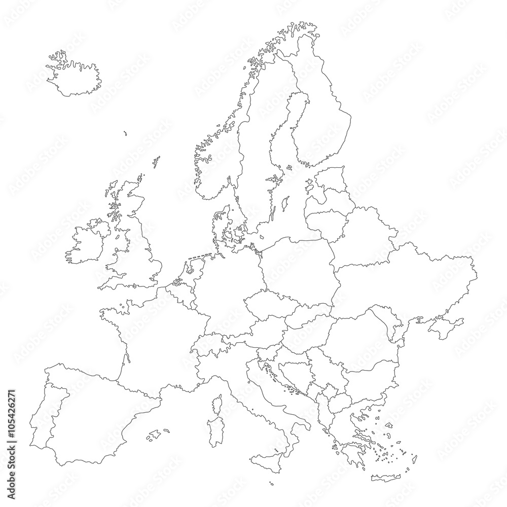 Naklejka premium Europa in Weiß - Vektor (hoher Detailgrad)