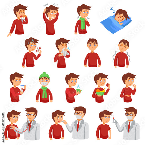 Flu iIlness Icon Set