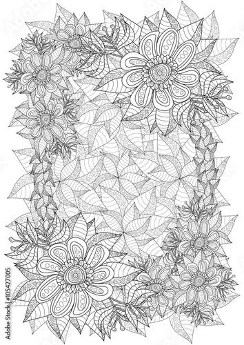 Pattern for coloring book. Ethnic retro design