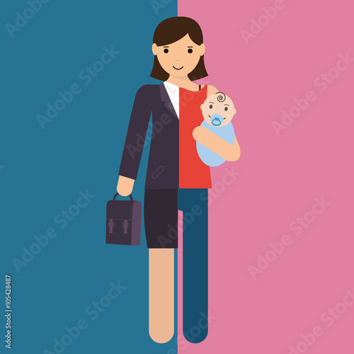 businesswoman and mother, career and motherhood divided photo