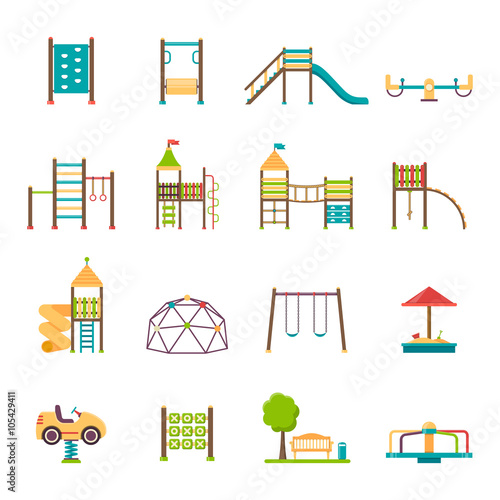 Playground Flat Icons Set