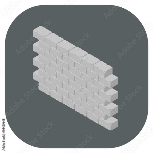 Isometric vector illustration Icon of a protective stone wall.
Stone brick barrier boundary.