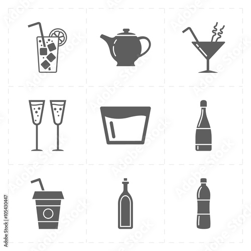 nine modern flat bar icons 