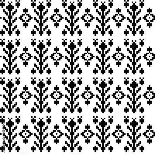 Seamless pixel black and white patterns. Print. Cloth design, wallpaper. 