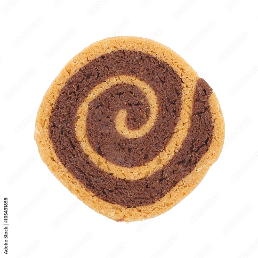 Fototapeta premium Circle chocolate cookie isolated on white