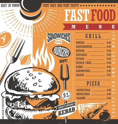 Fast food restaurant menu design idea