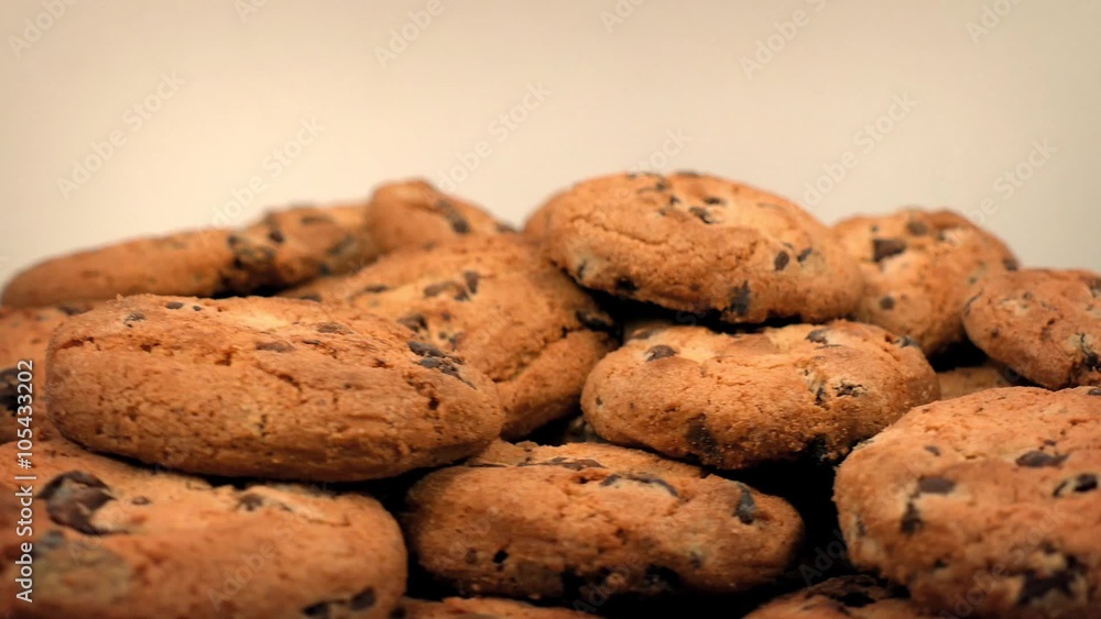 Chocolate Chip Cookies Rotating On Plate Chocolate Chip Cookies Rotating On Plate