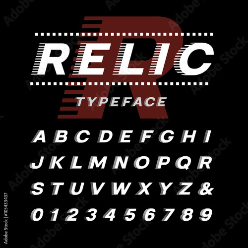 Italic font. Vector alphabet with latin letters and numbers.