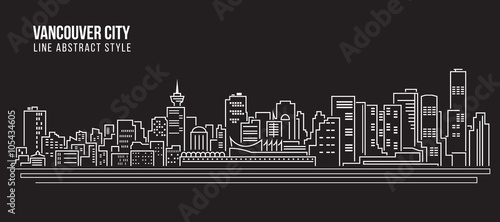 Cityscape Building Line art Vector Illustration design - Vancouver city